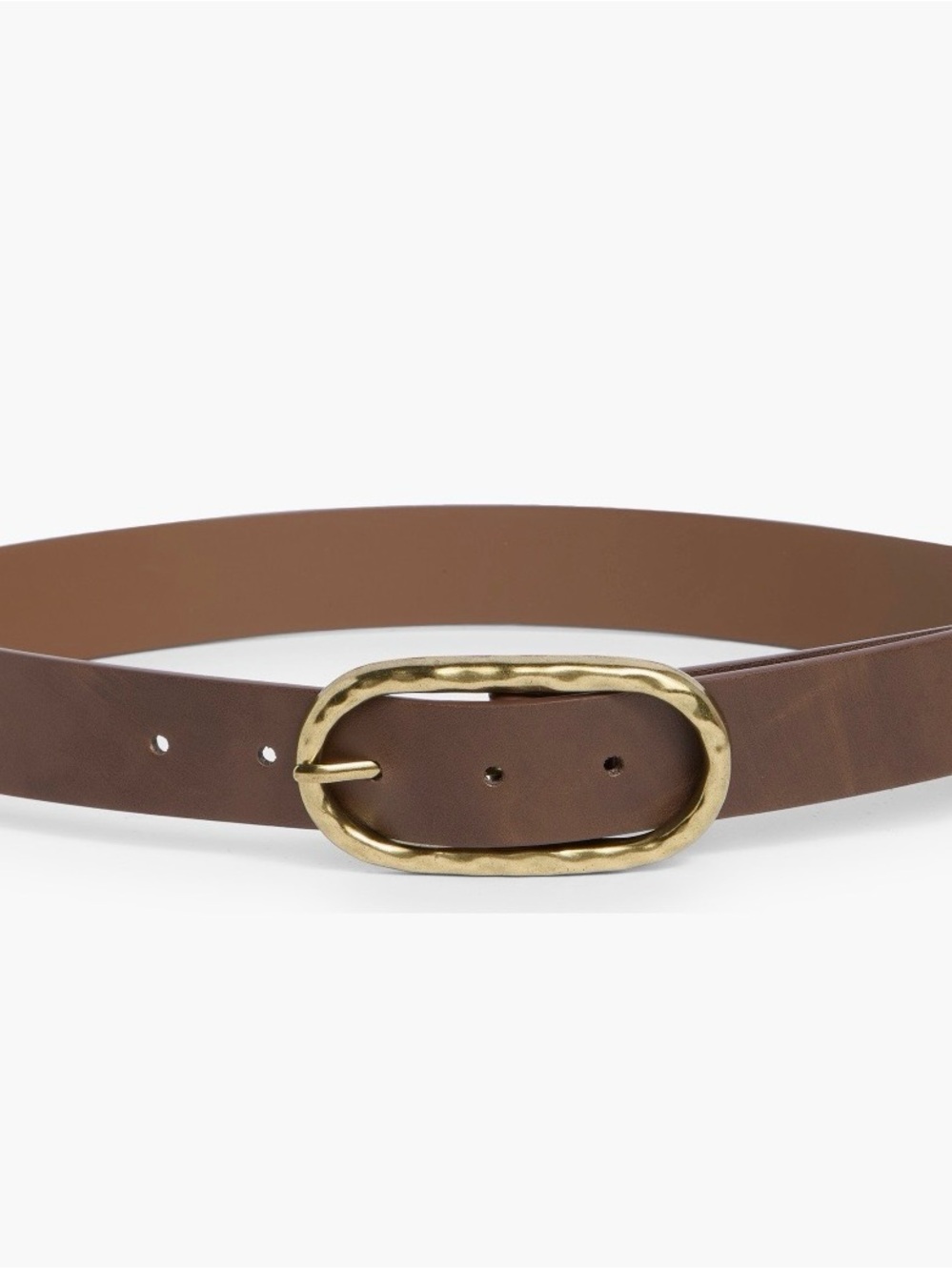 Melrose and Market Brown Belt with Hammered Gold Oval Buckle-Medium